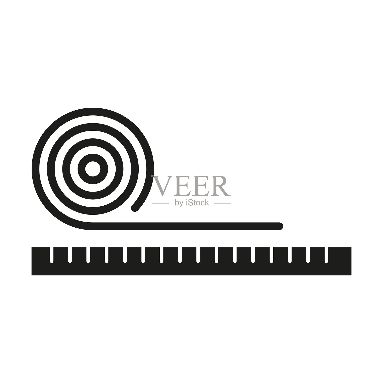 卷尺图标。尺子符号。简单的测量工具。矢量线性插图。插画图片素材