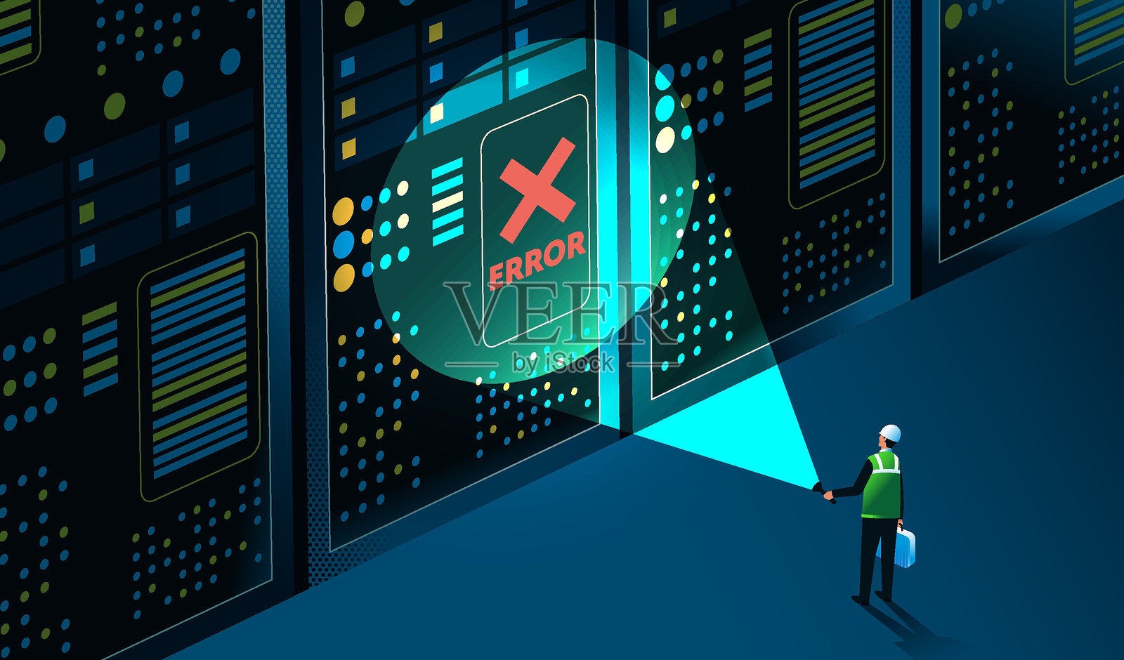 工程师研究服务器错误的插图插画图片素材