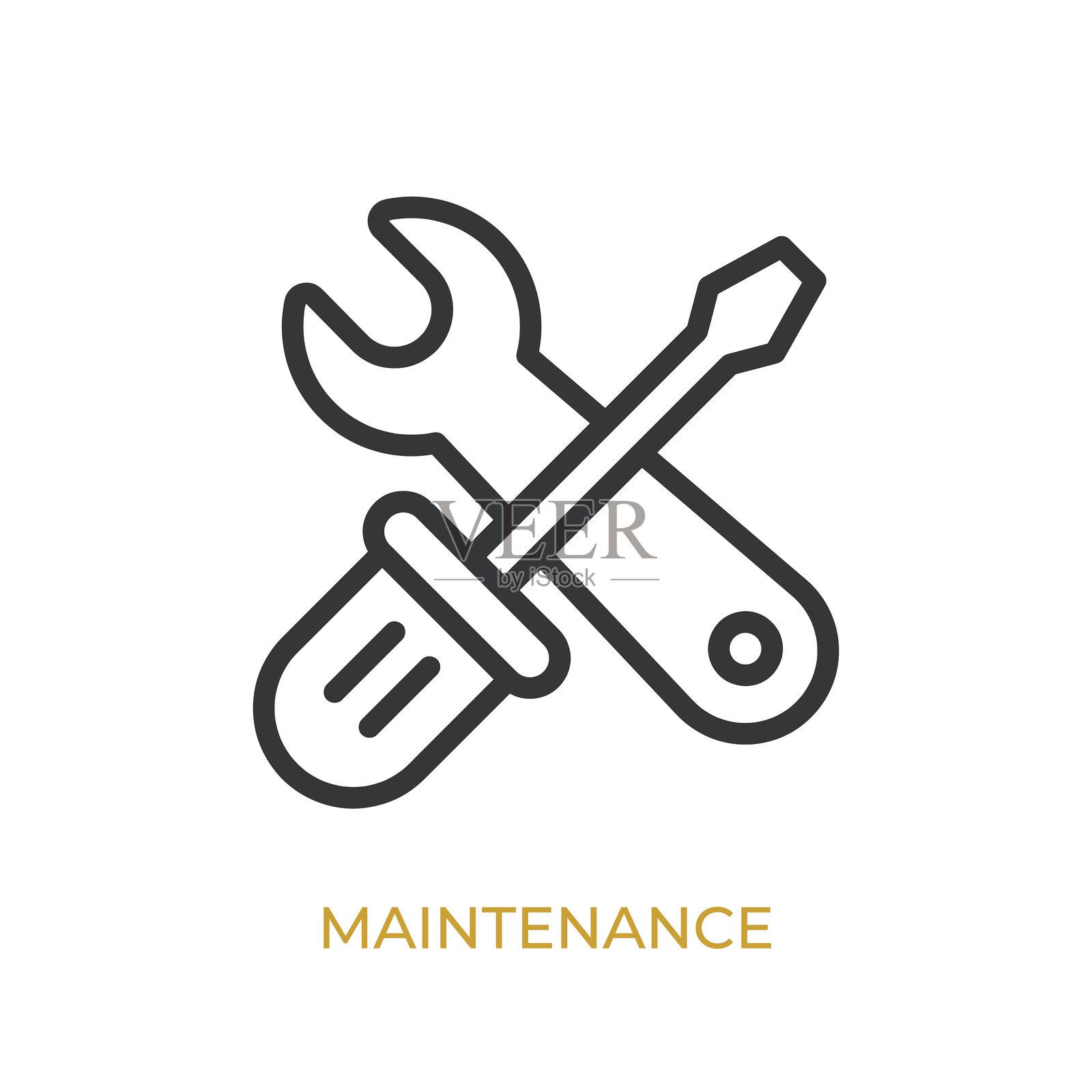 维护图标线条图标。简单、像素完美且现代风格的细线图标，可广泛应用。插画图片素材