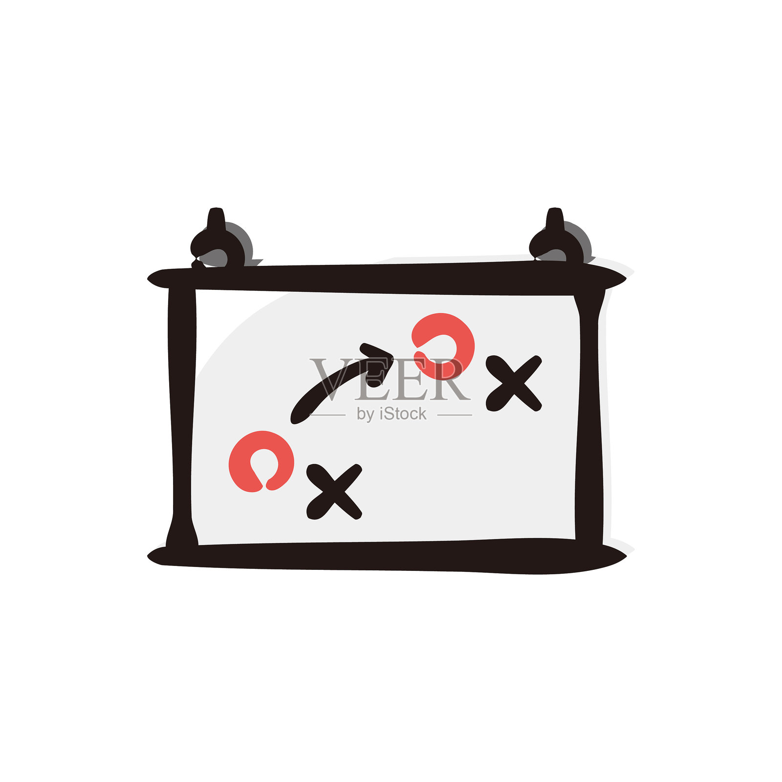 白板 - 足球图标/插图（手绘线条，彩色版本）插画图片素材