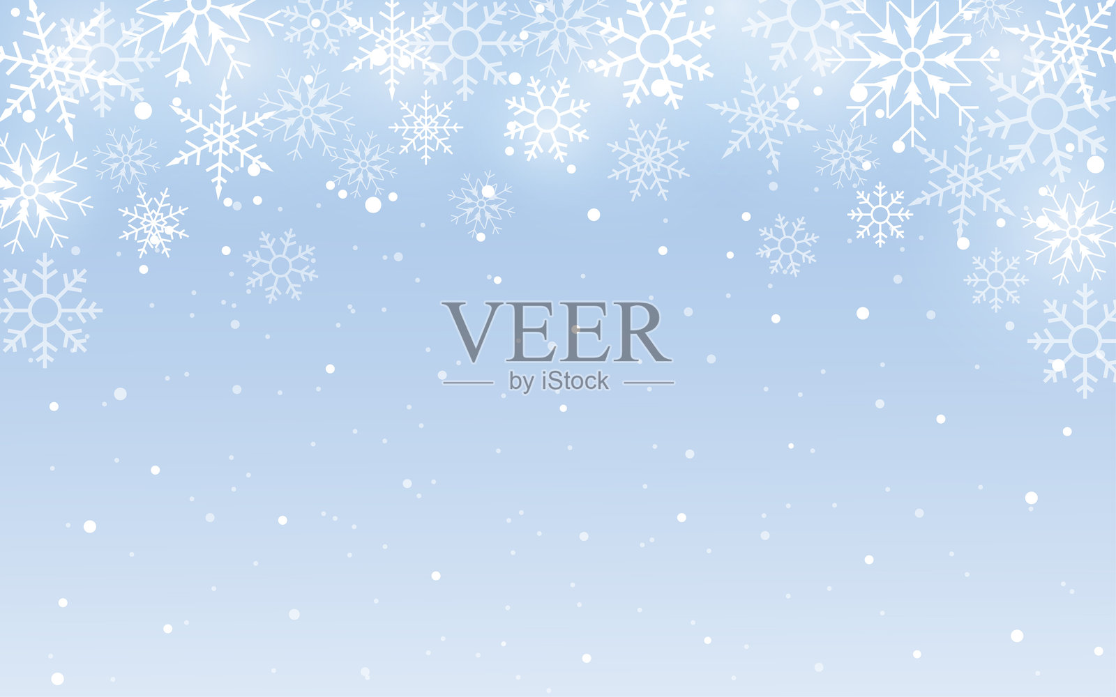 蓝天背景上的圣诞雪花插画图片素材