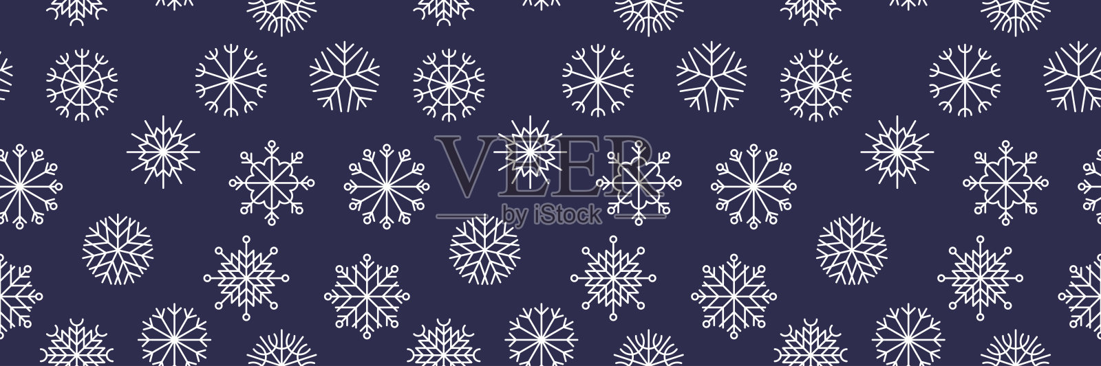 矢量雪。深蓝色背景上的雪花飘落。插画图片素材