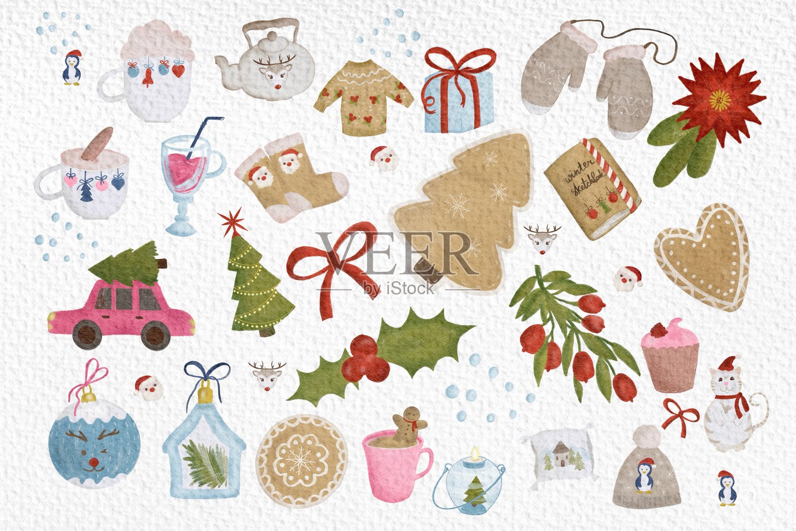 圣诞节细节集合插画图片素材