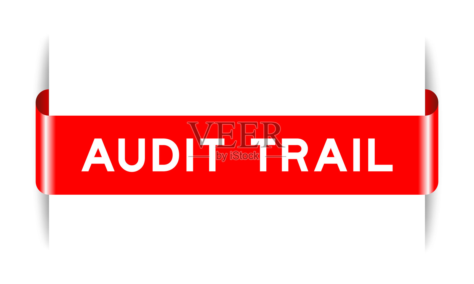 红色插入标签横幅，白色背景上写着“审计轨迹”插画图片素材