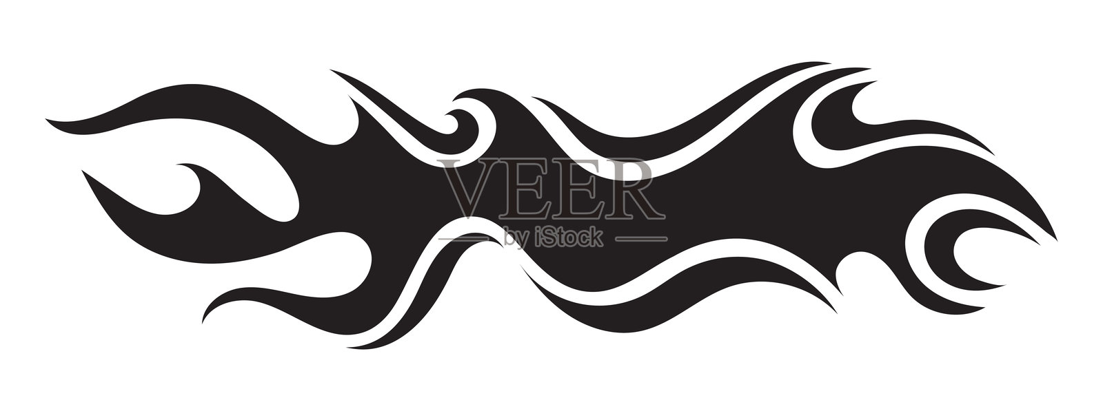 部落火焰轮廓摩托车和汽车贴纸。矢量图形插画图片素材