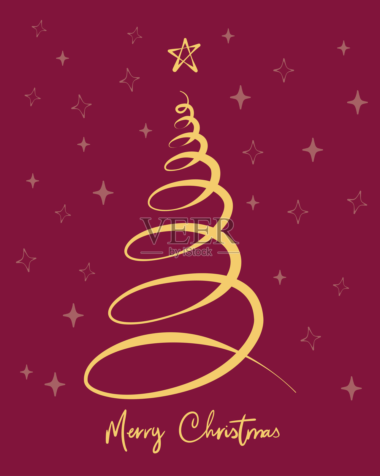 圣诞贺卡与松树插画图片素材