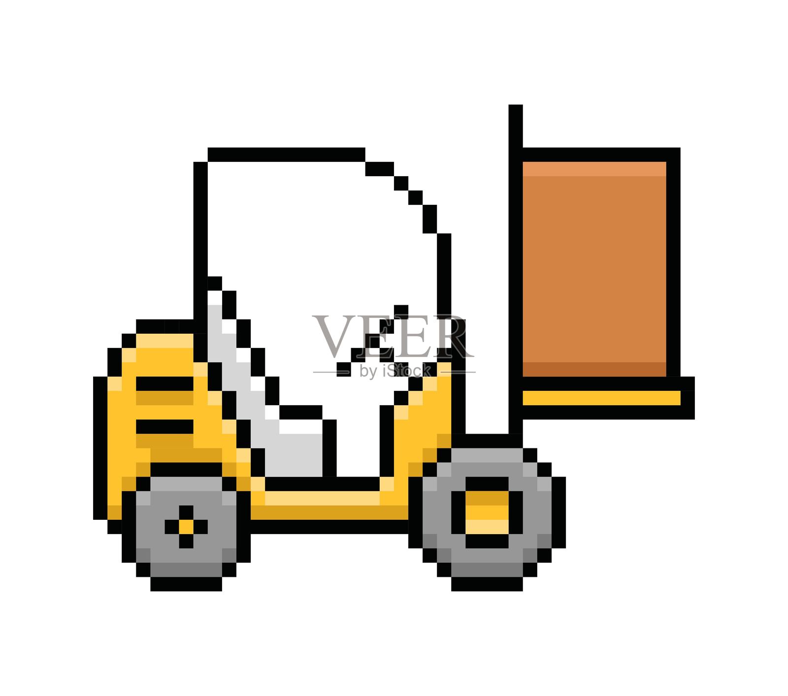 叉车的像素艺术。矢量插图插画图片素材