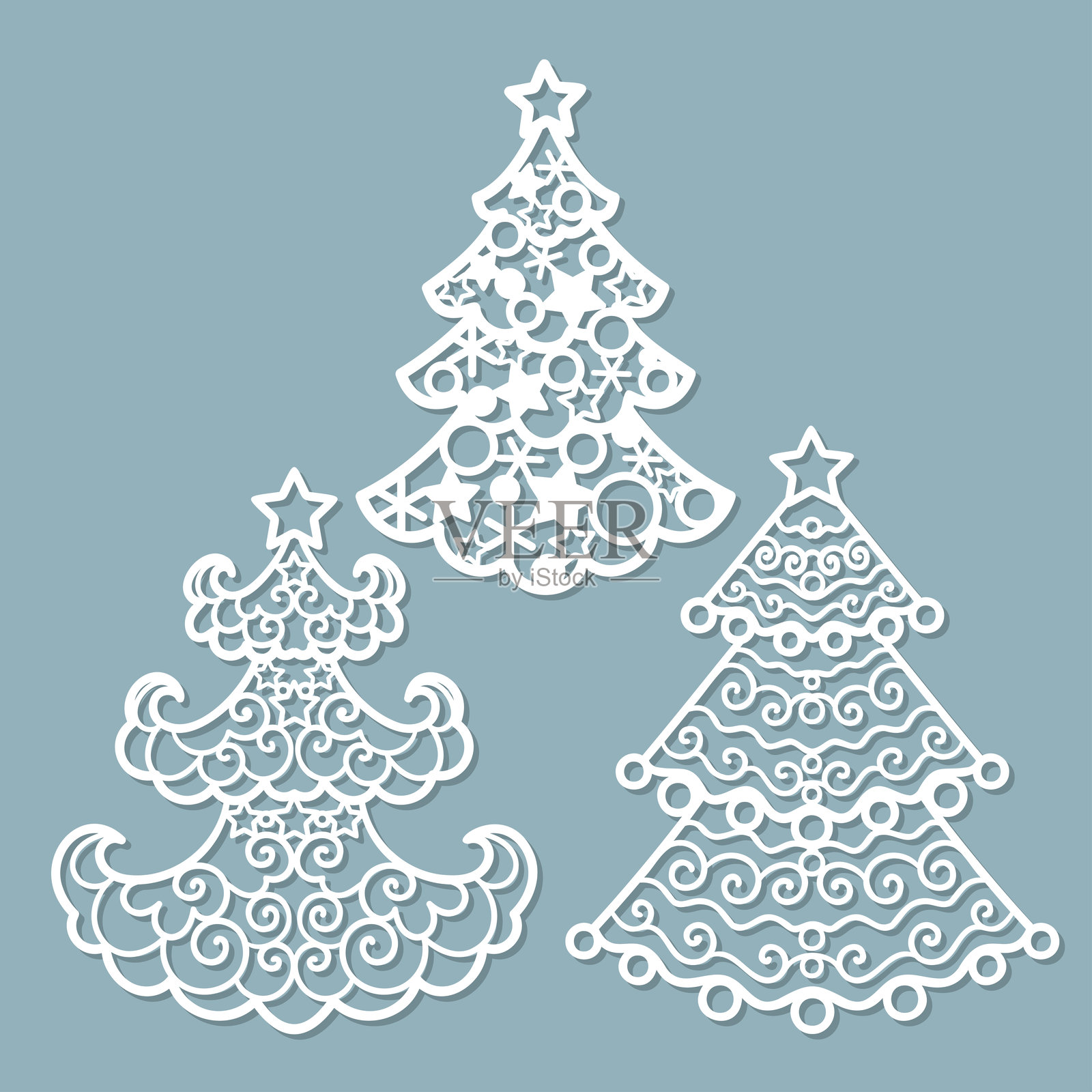 圣诞树套件。激光切割模板。矢量图插画图片素材