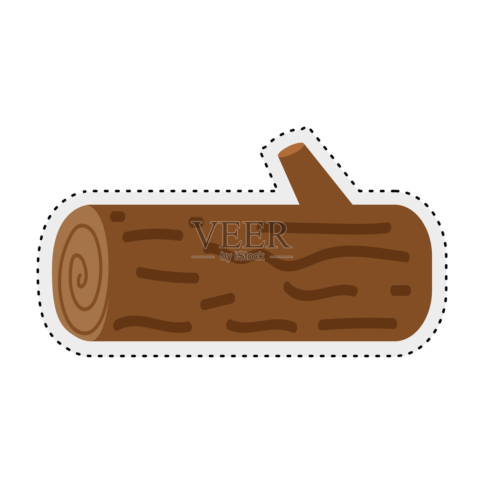 秋季木桩贴纸图标 矢量图插画图片素材