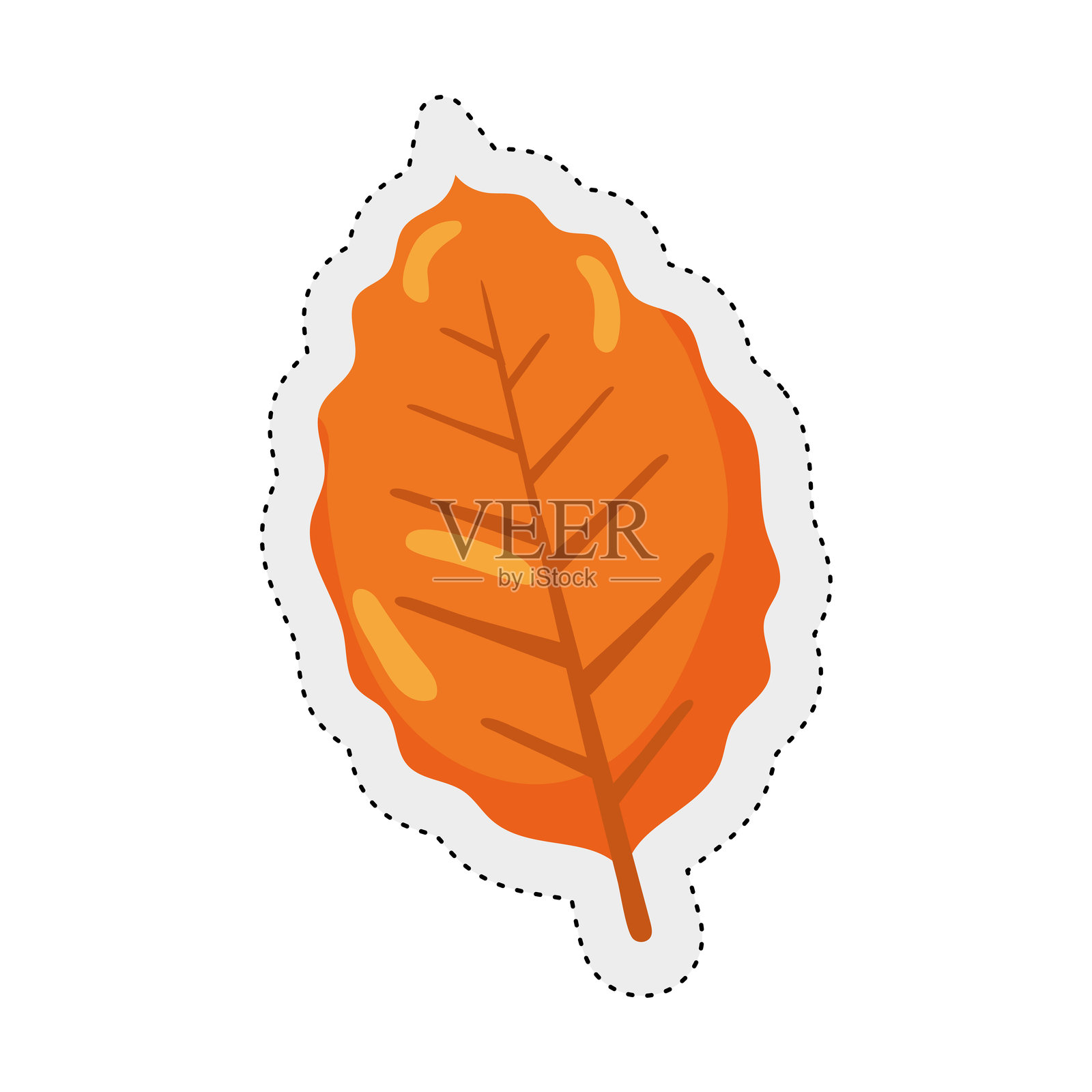 秋天叶子贴纸图标 矢量图插画图片素材