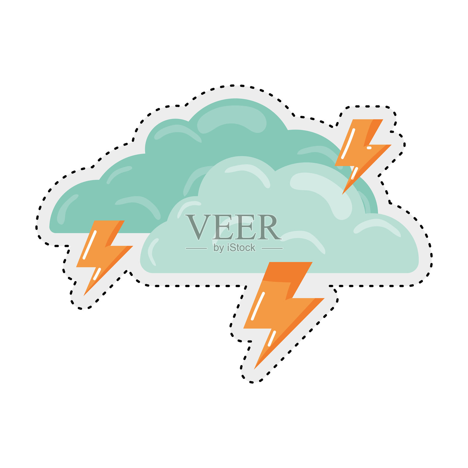 秋季雨云贴纸图标 矢量图插画图片素材