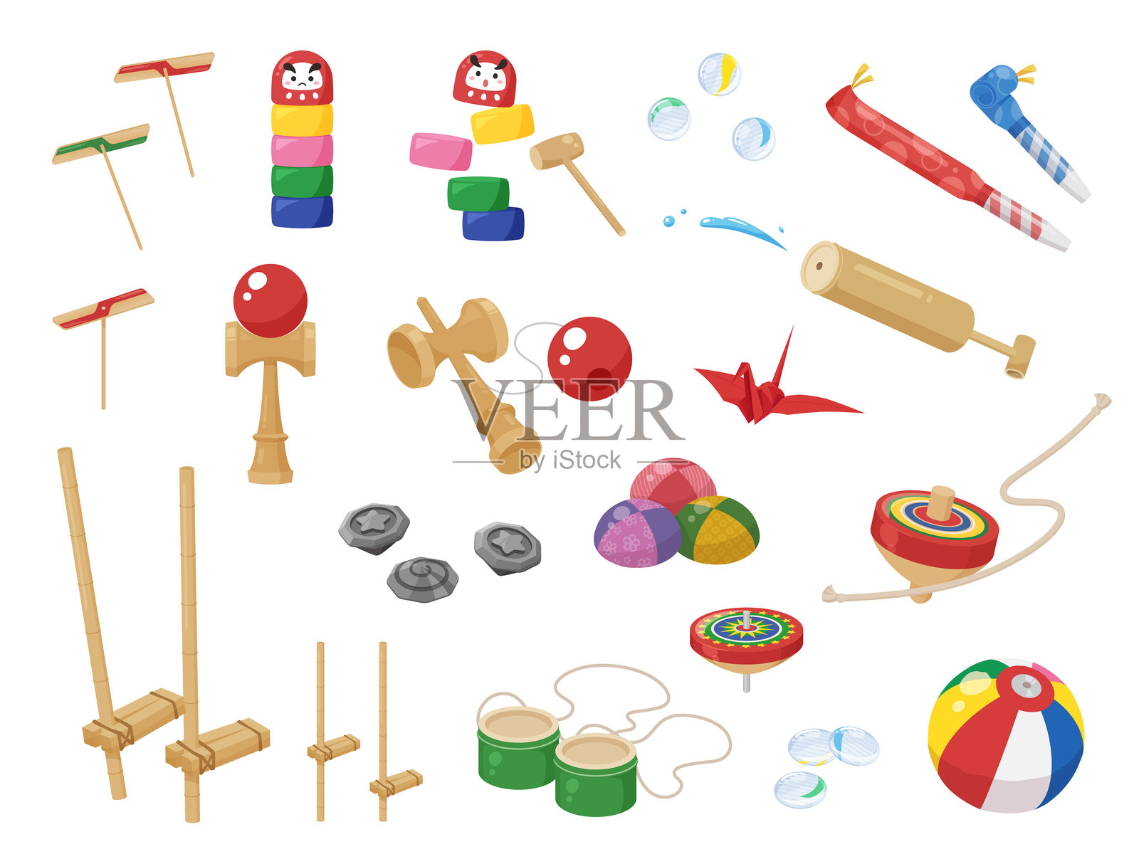 日本玩具插画图片素材