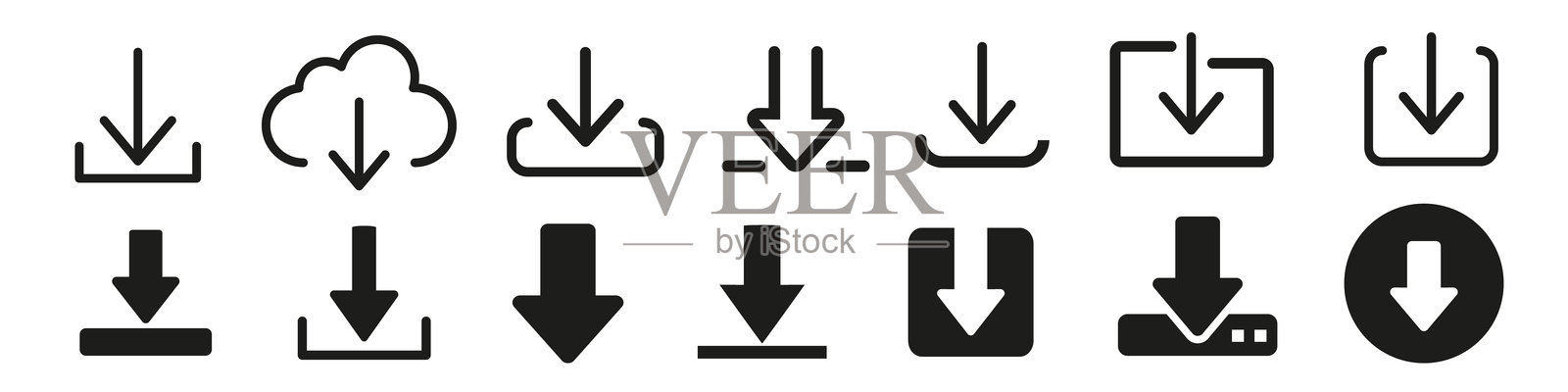 下载图标集。下载图标。插画图片素材