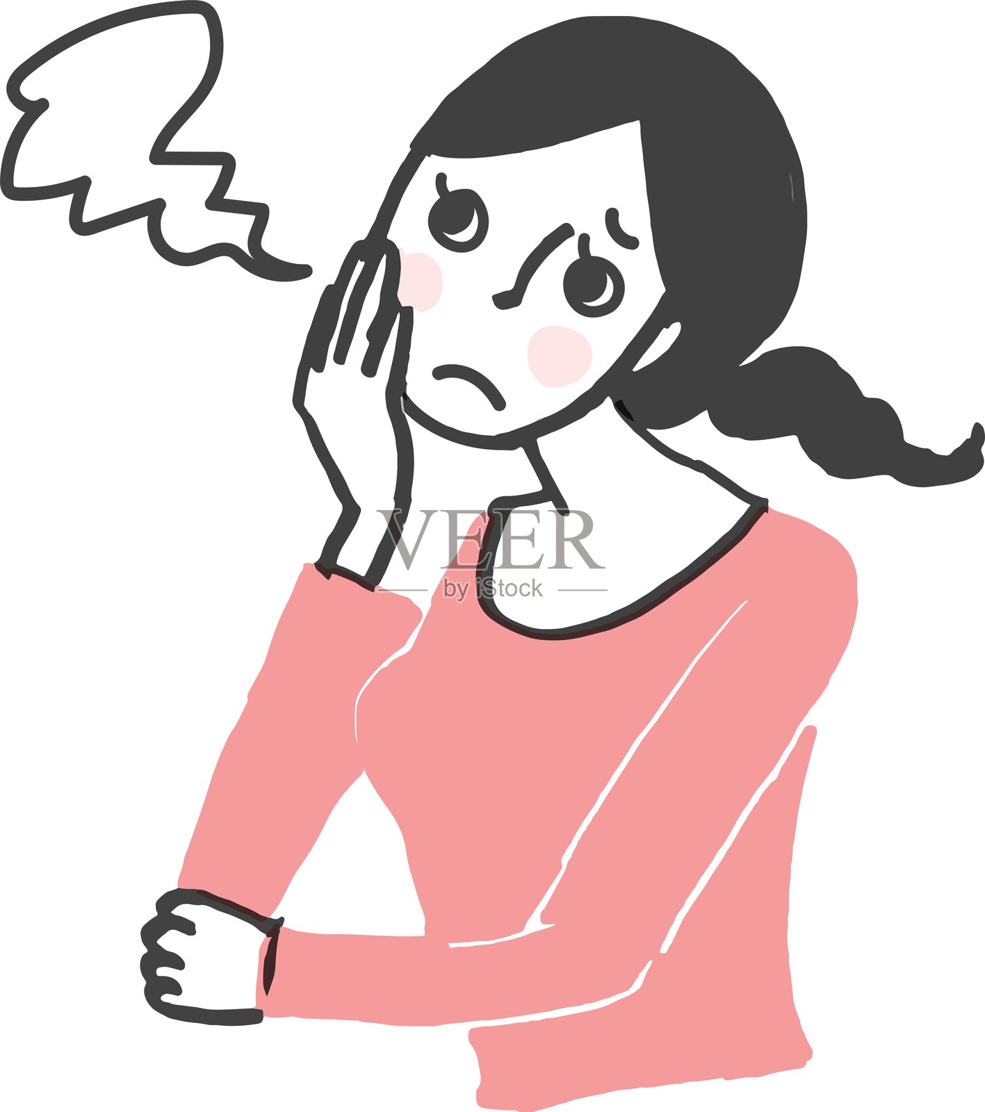 一个女人叹了口气。插画图片素材