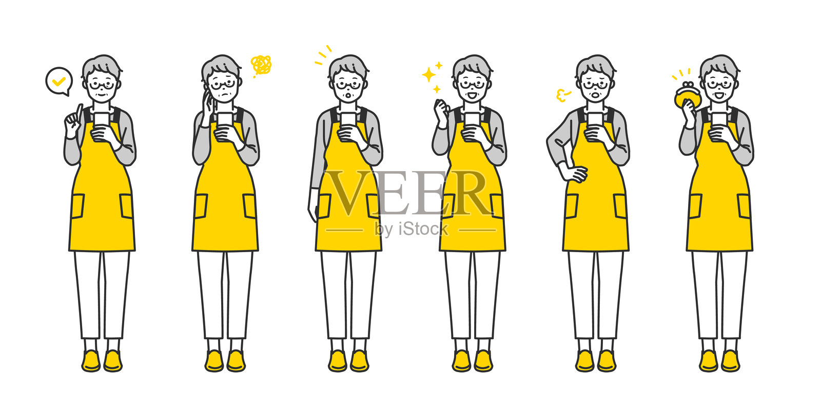 一组人们使用智能手机的插图插画图片素材