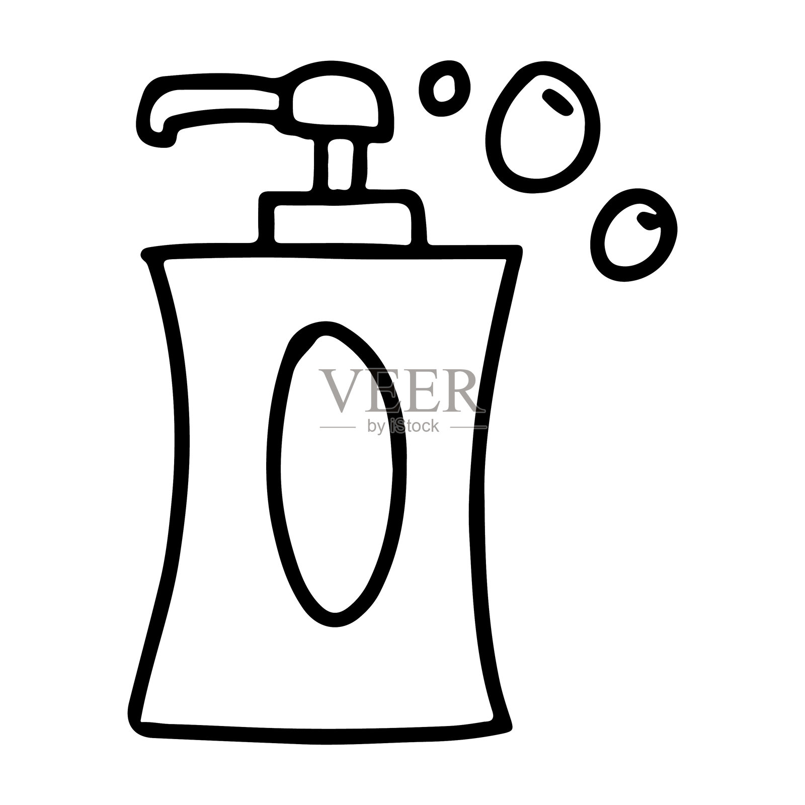 液体肥皂或洗发水瓶的涂鸦图标插画图片素材