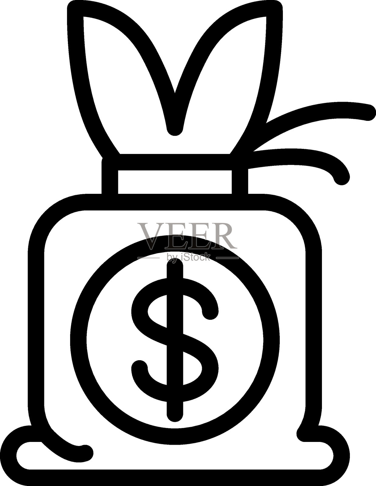 带有美元符号的钱袋矢量设计图标风格插画图片素材