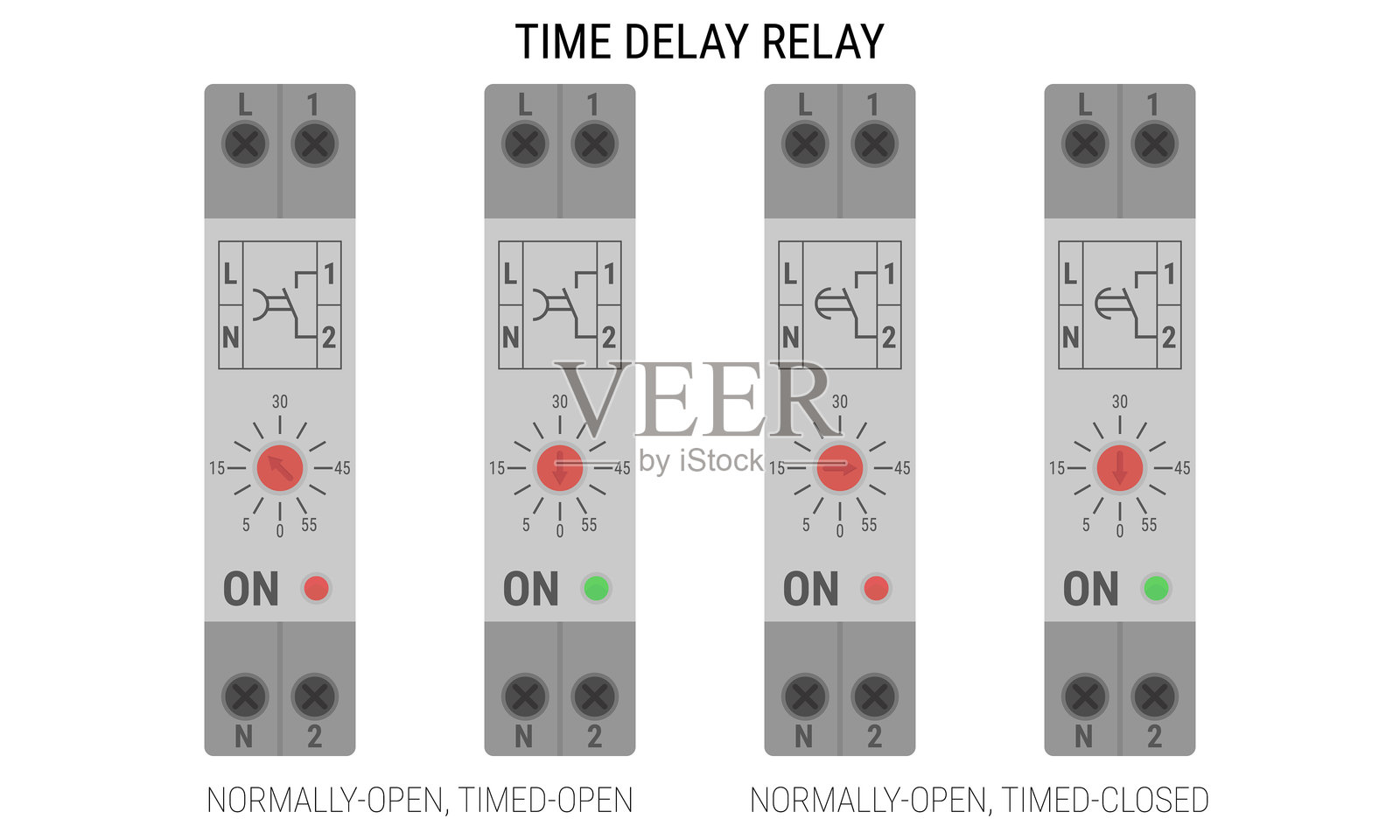 DIN导轨安装的时间延迟继电器插画图片素材