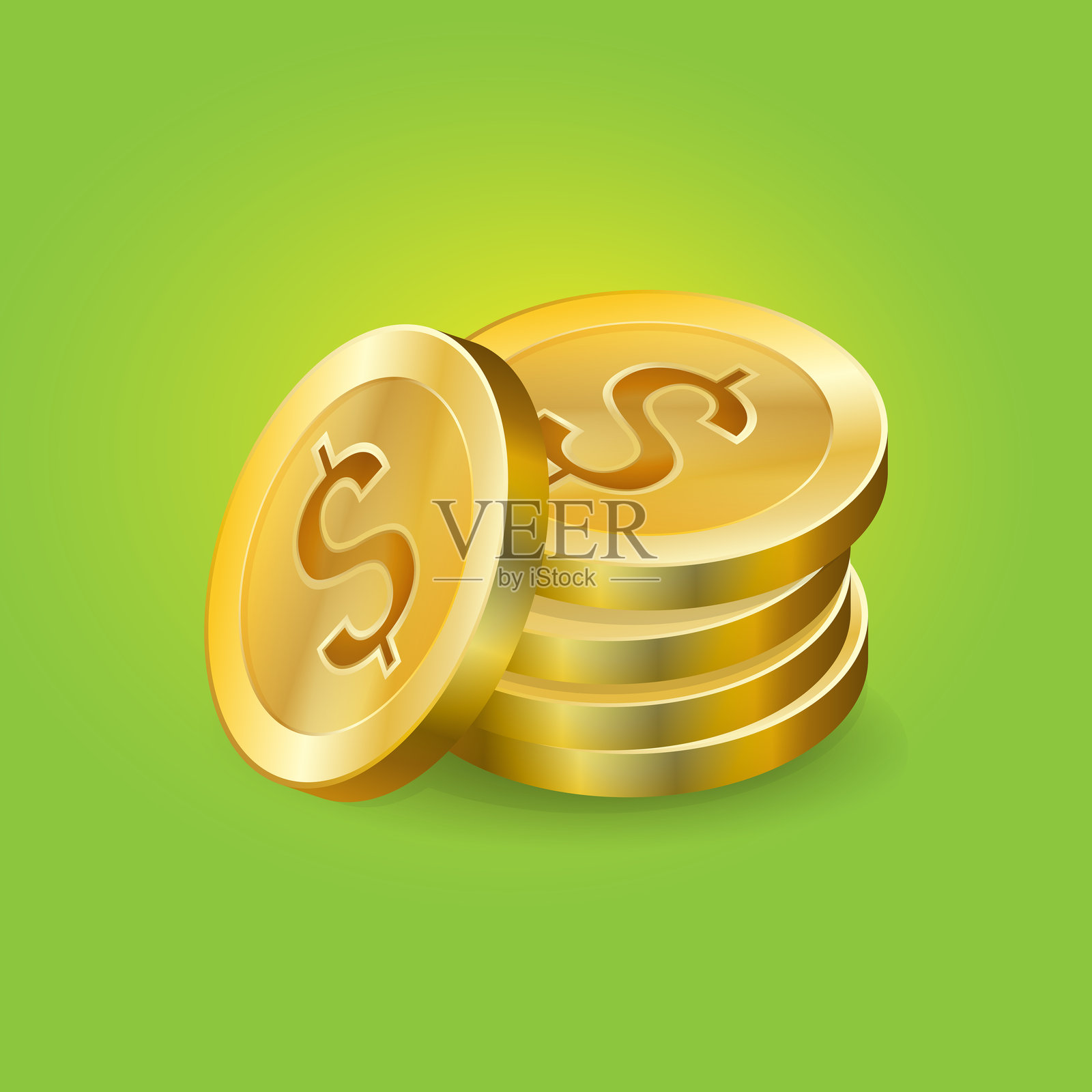 一堆金色美元硬币插画图片素材