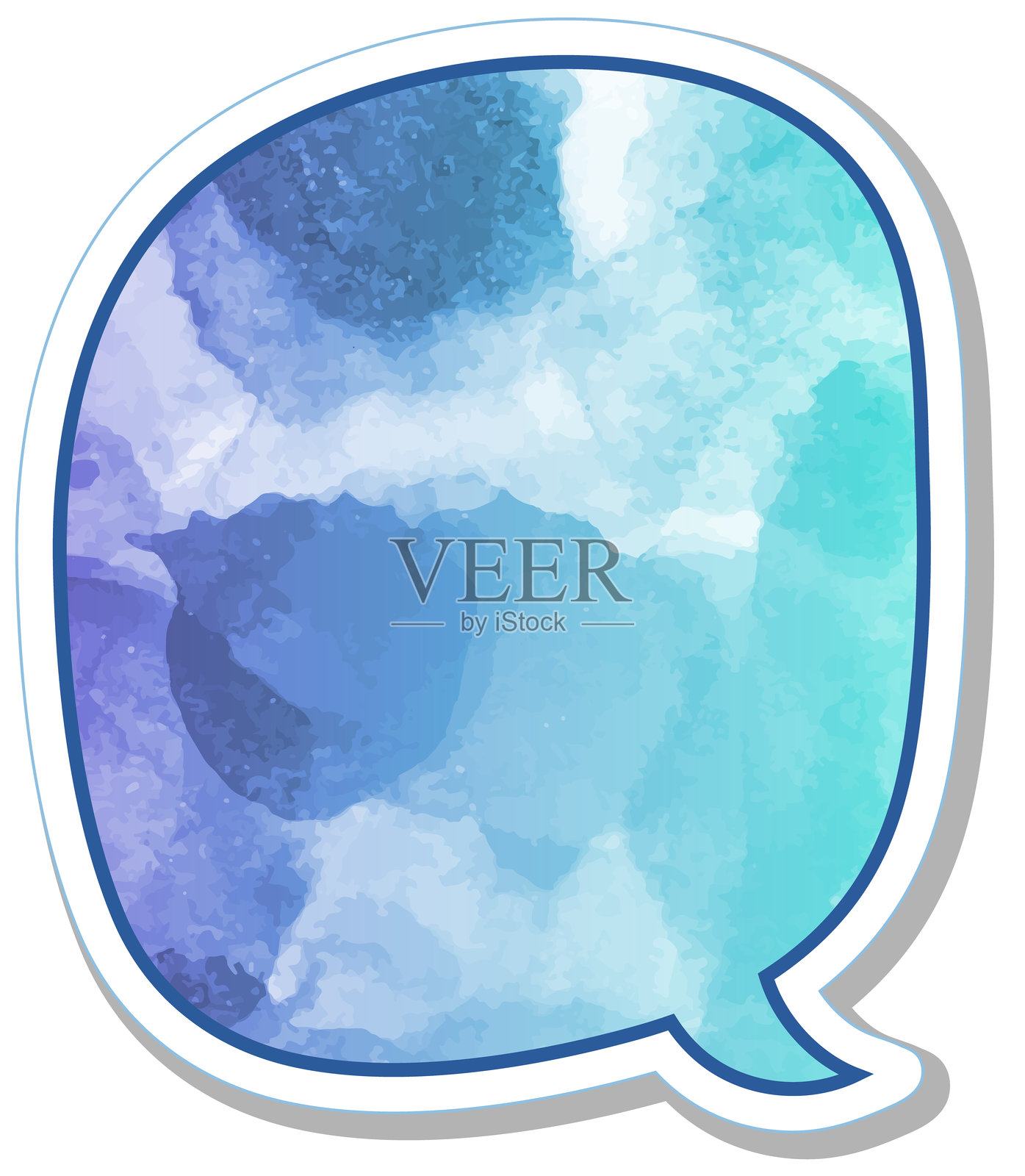 水彩聊天气泡贴纸插画图片素材