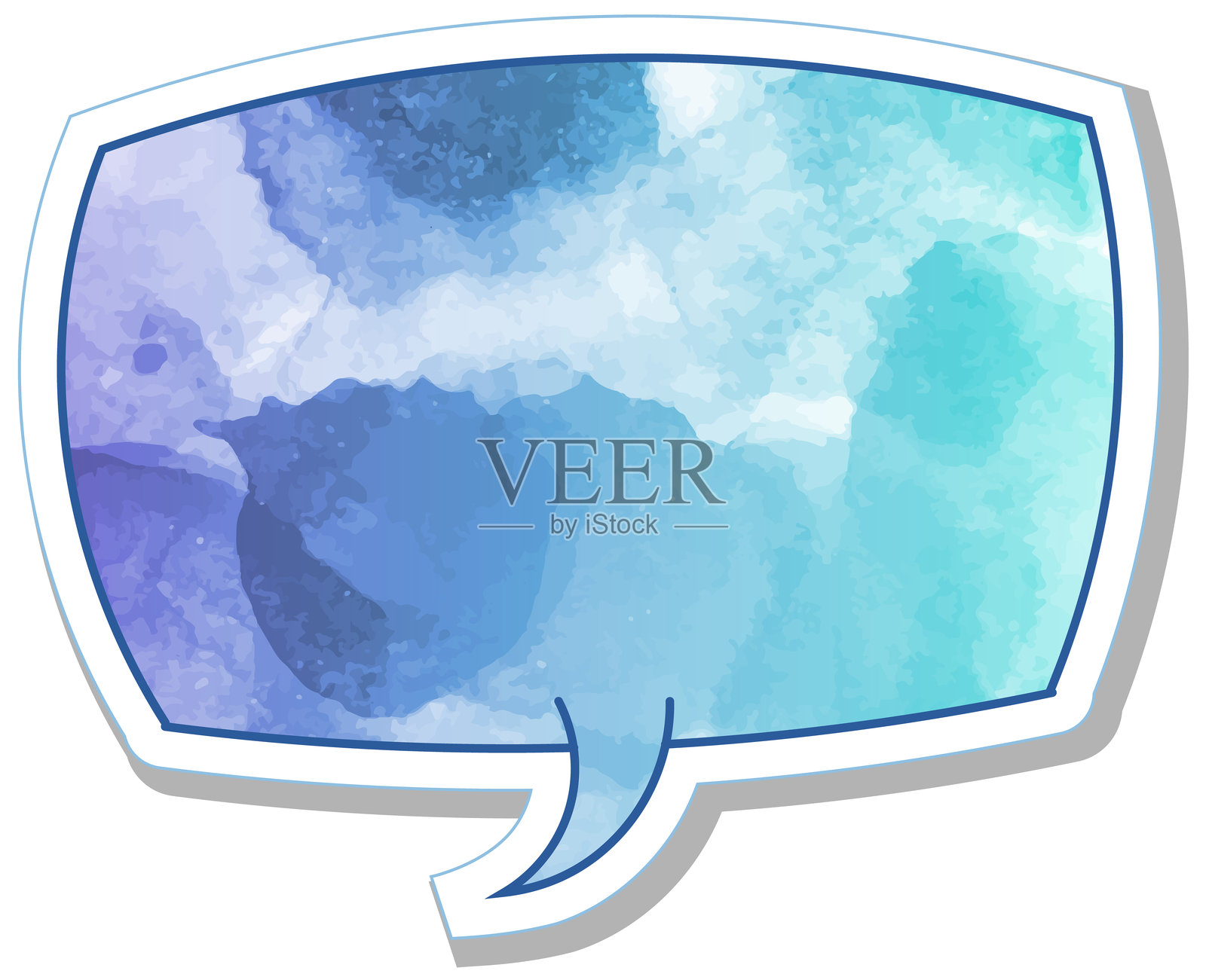 水彩聊天气泡贴纸插画图片素材