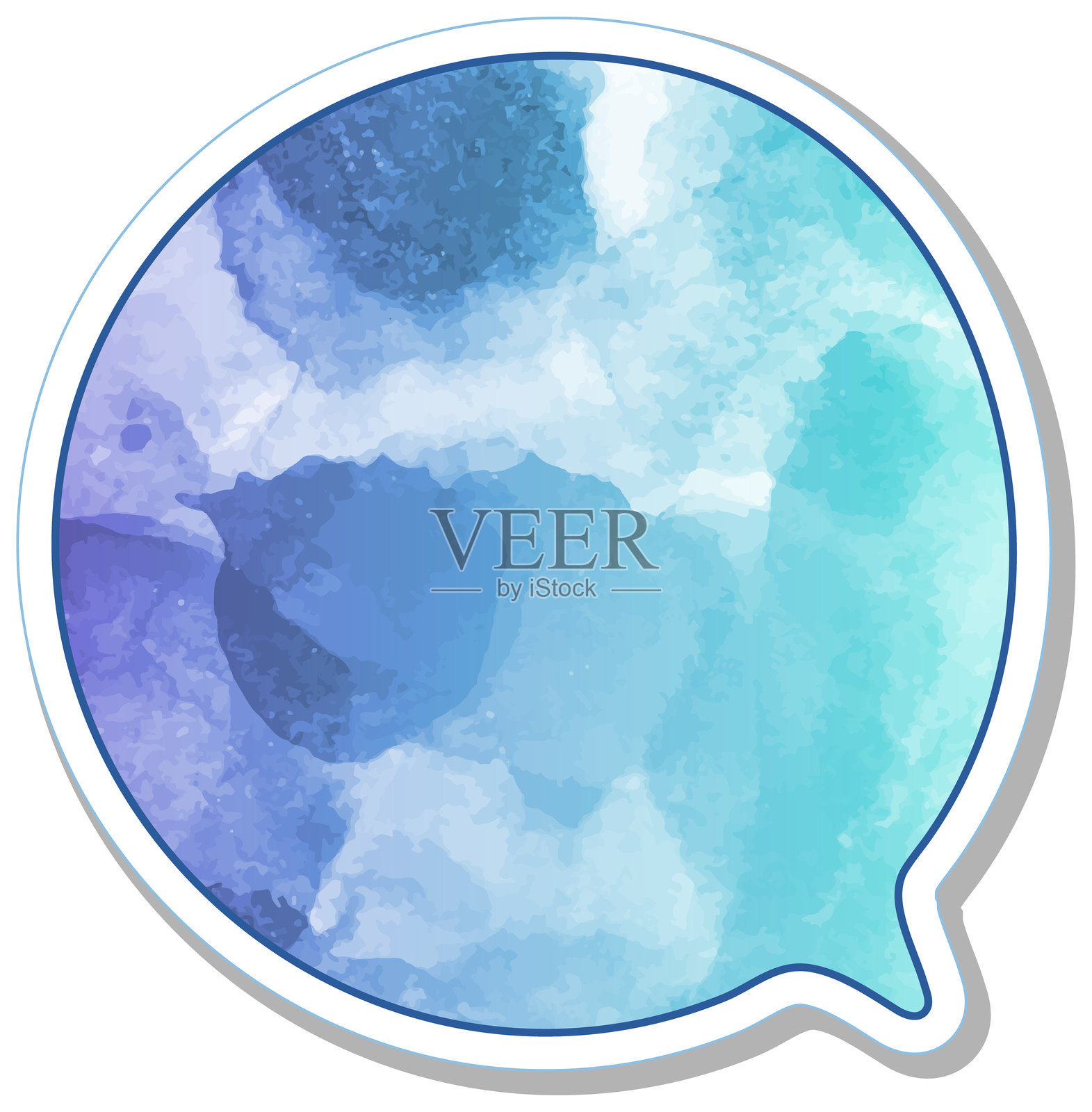 水彩聊天气泡贴纸插画图片素材