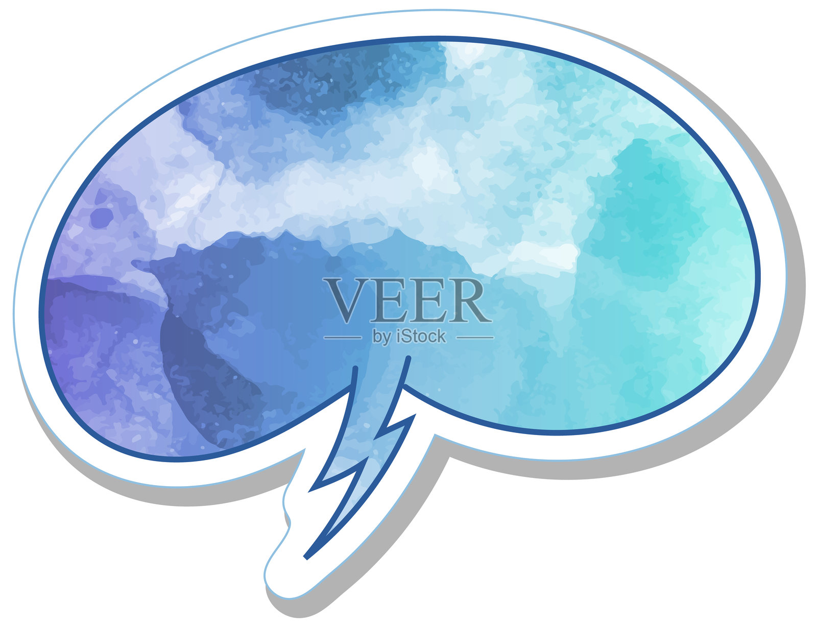 水彩聊天气泡贴纸插画图片素材