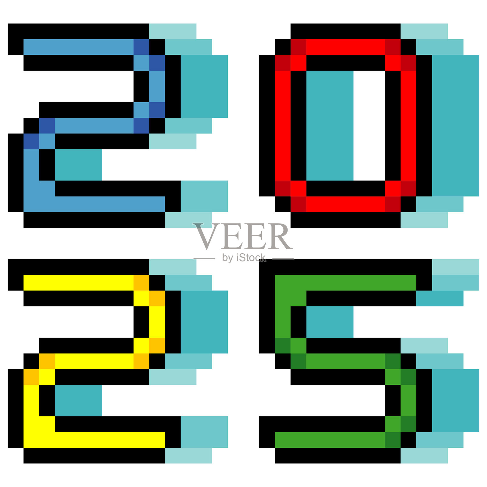 2025年新年的像素艺术插画图片素材