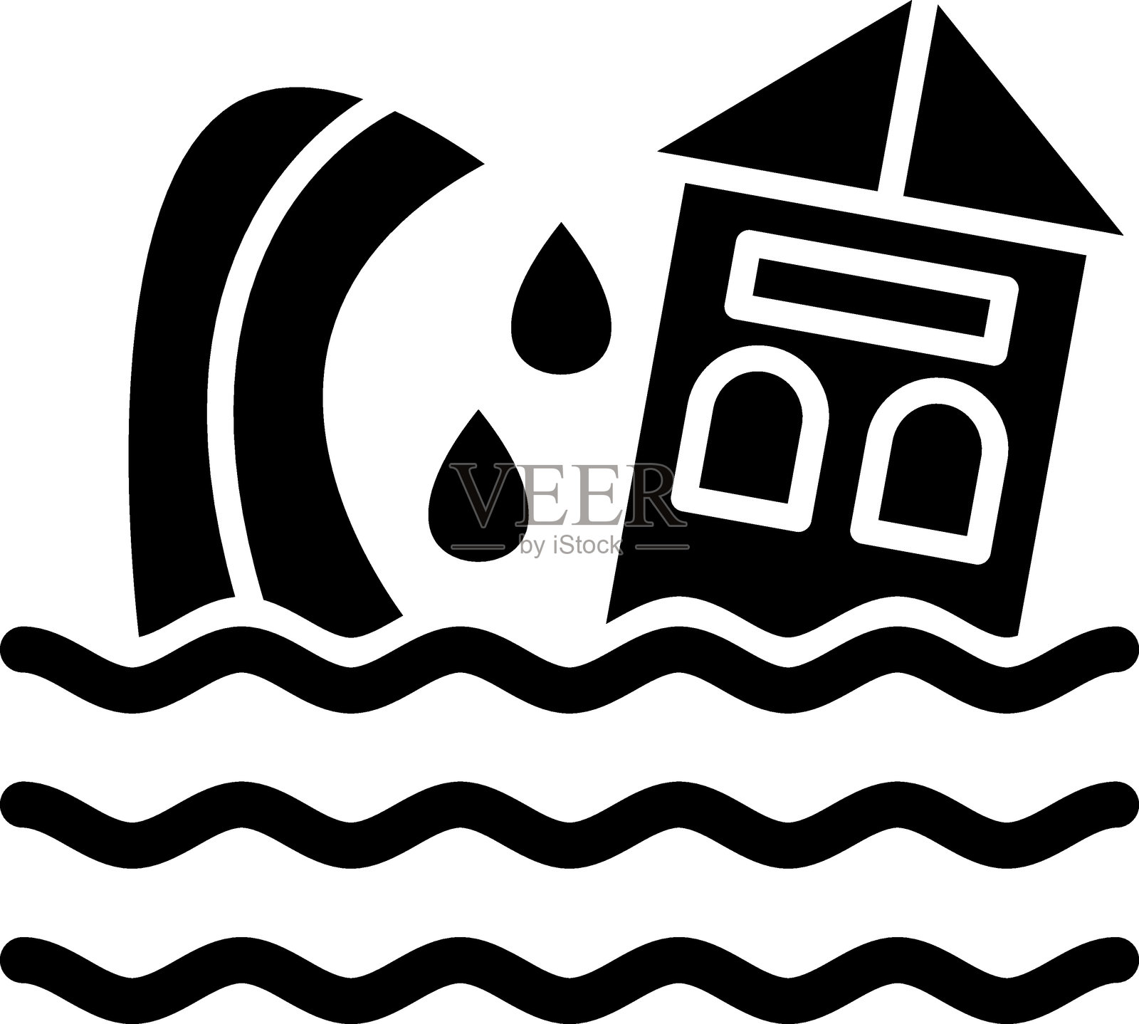 海啸图标插画图片素材