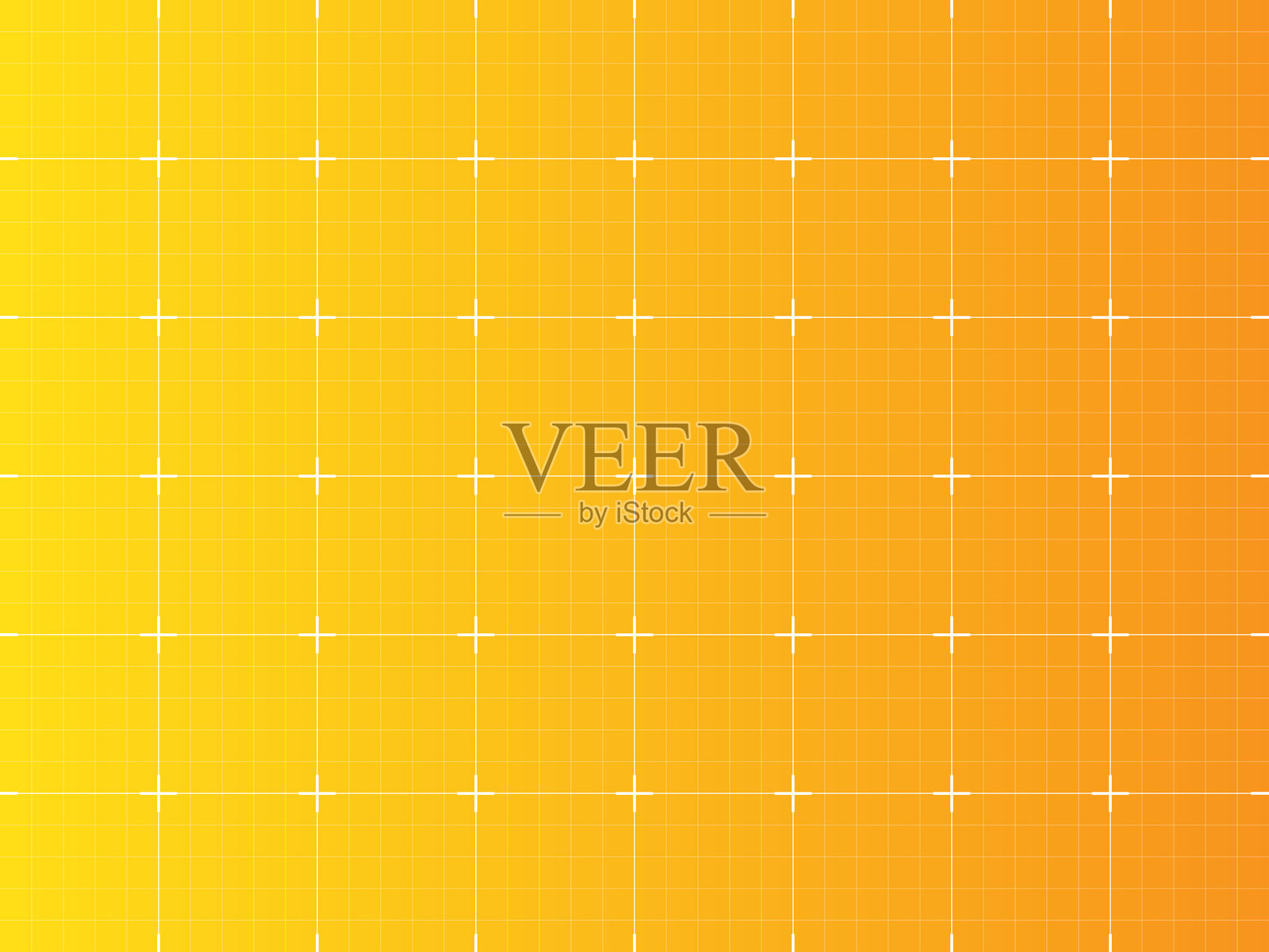 渐变黄色背景上的方格网背景，留有空白区域。方格图纸设计，学校数学表格，网格纸，笔记本图案，建筑图纸。插画图片素材