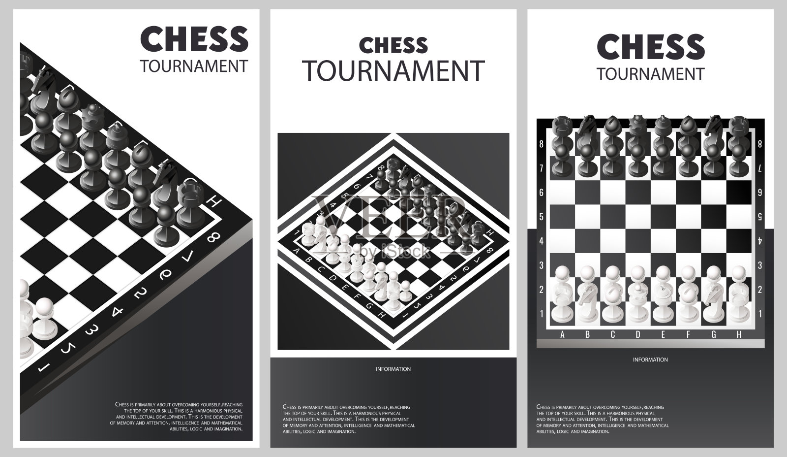 关于国际象棋比赛的矢量插图。国际象棋比赛、对局、游戏的宣传单设计。插画图片素材