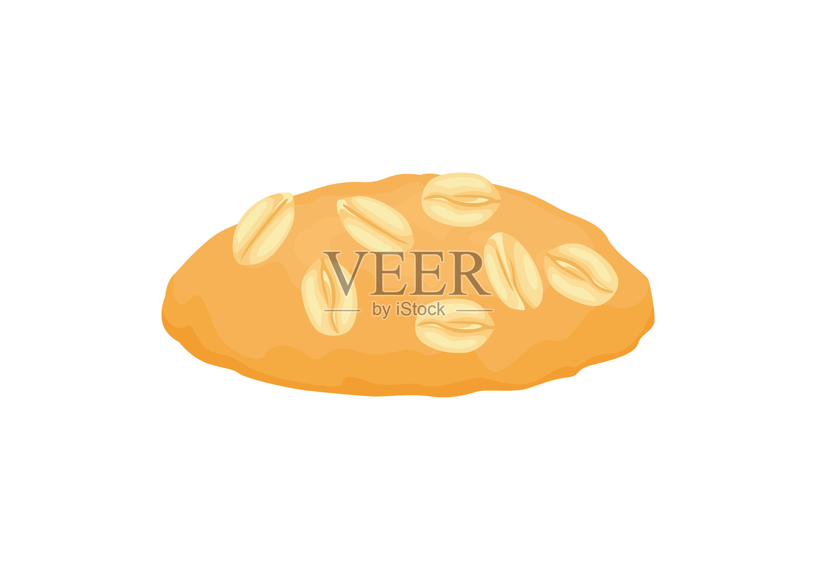 甜美的自制燕麦饼干，孤立在白色背景上。矢量卡通平面插图，展示烘焙。插画图片素材