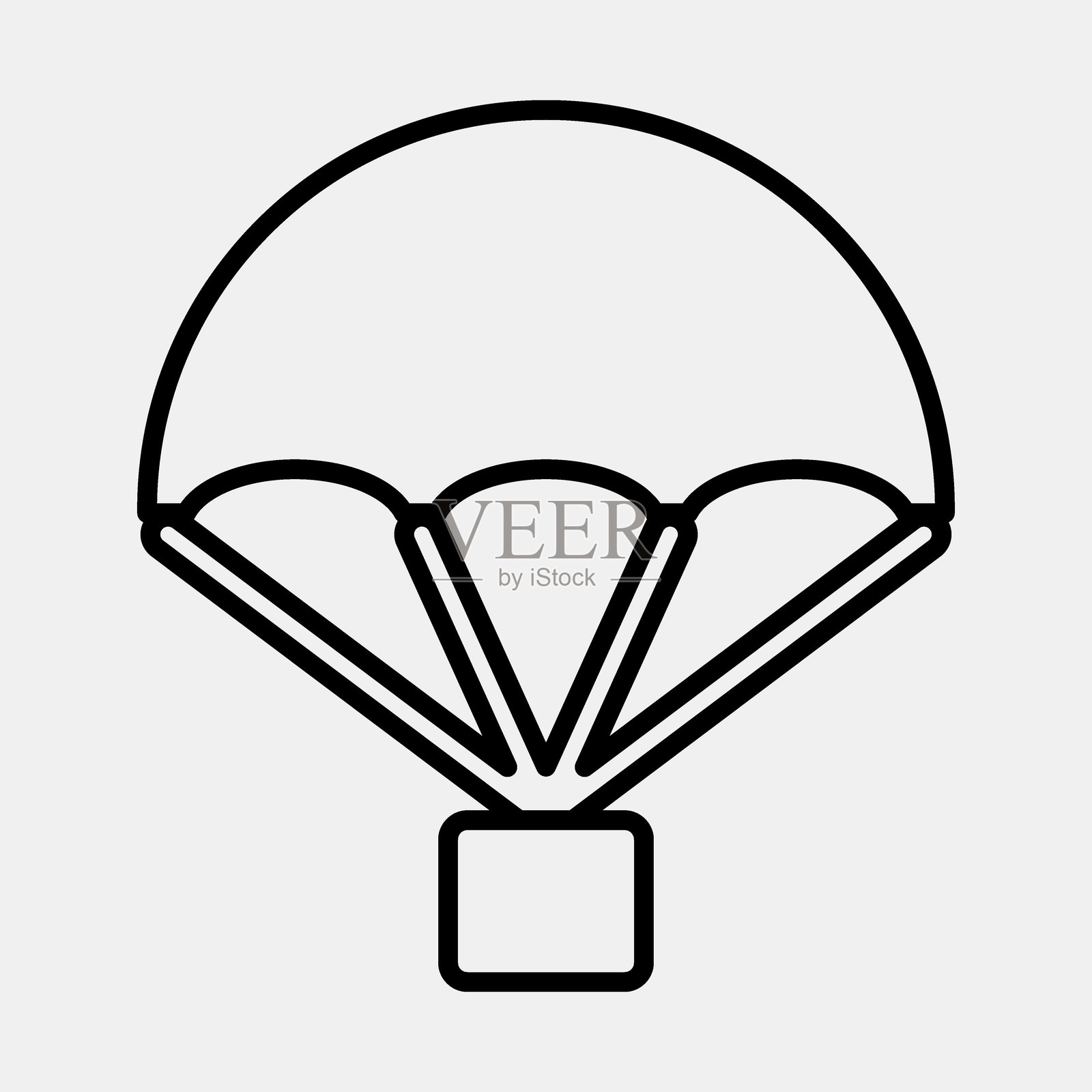 降落伞图标。军事元素。线条风格的图标。适合用于印刷品、海报、标志、信息图表等。插画图片素材