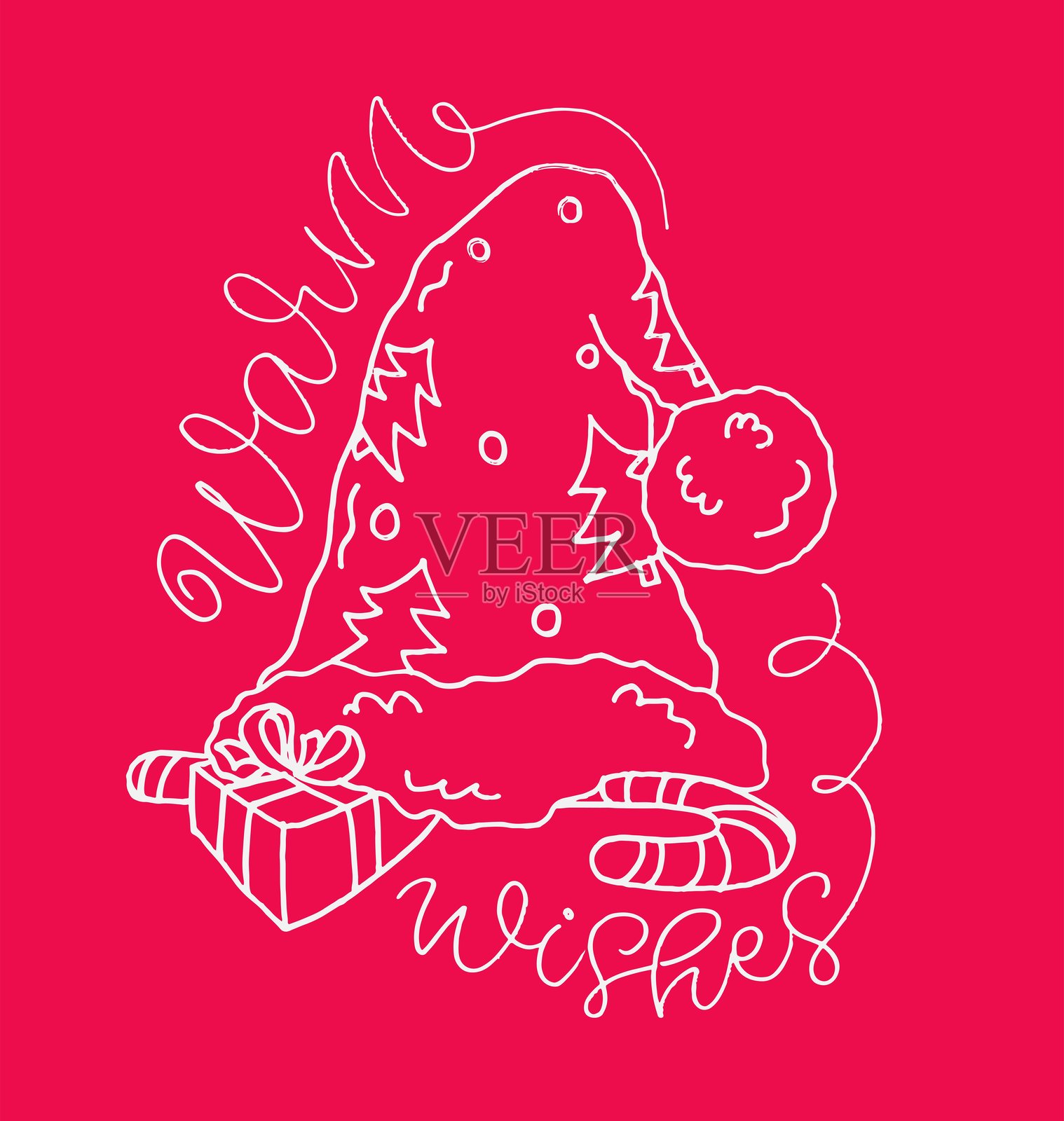 圣诞插图。100% 手绘矢量图像。插画图片素材