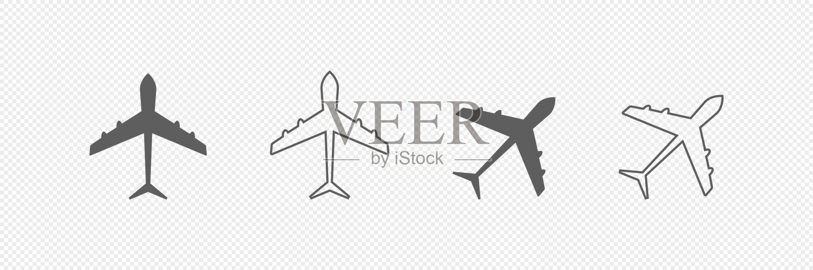 飞机图标矢量集合。飞机插图标志合集。飞机符号或标志。插画图片素材