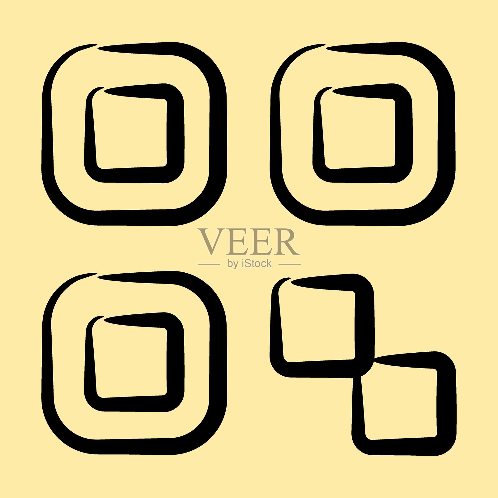 图标二维码。条形码和二维码元素。手绘风格的图标。适合用于印刷品、海报、标志、广告、信息图表等。插画图片素材