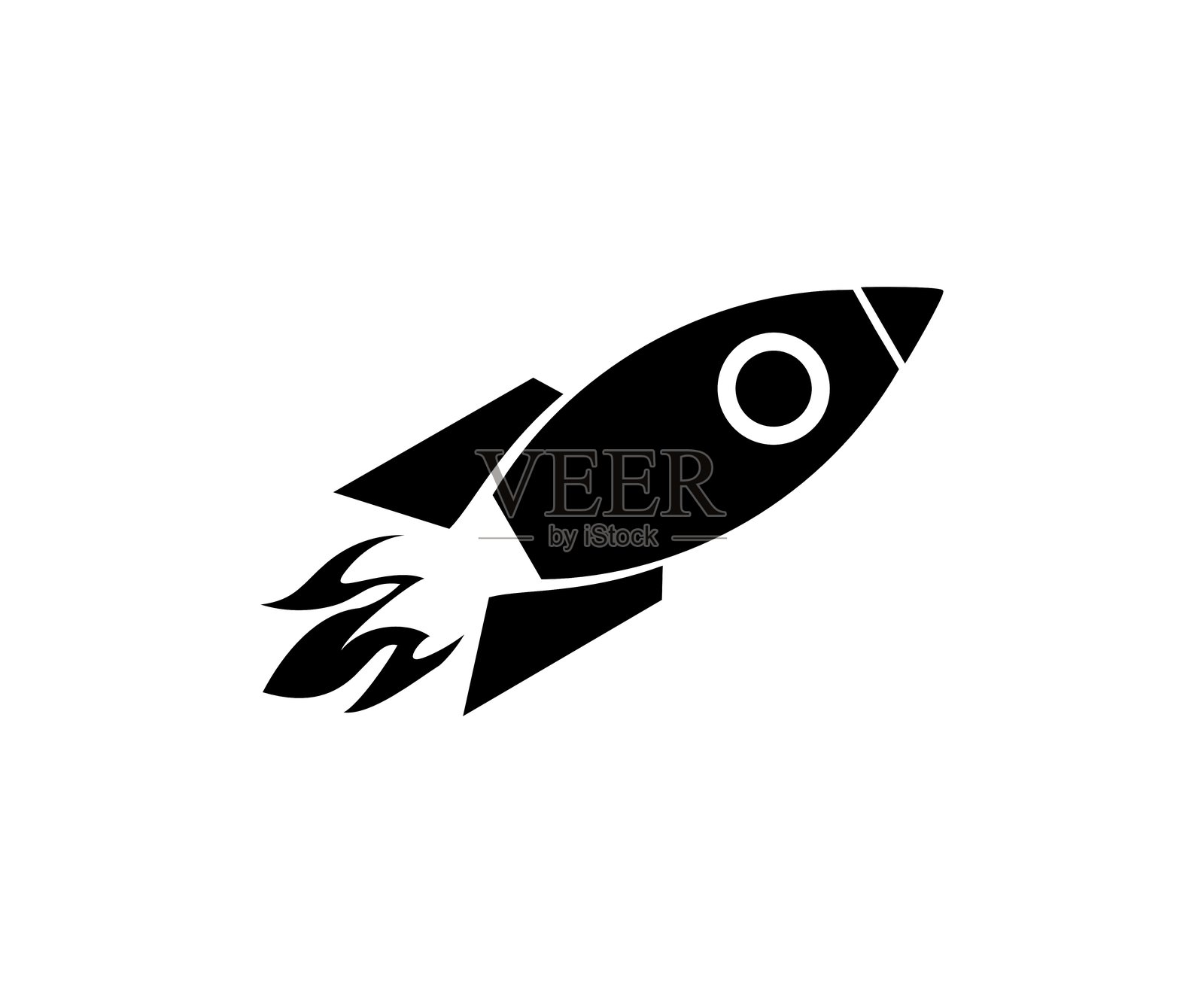 火箭图标。创业标志和符号。发射飞船或航天器。火箭快速飞向太空的矢量设计和插图。插画图片素材