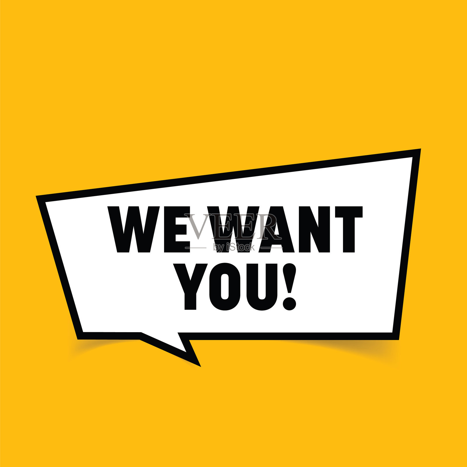 我们希望您使用带对话气泡的字母设计。海报、卡片、横幅、T恤设计元素。矢量库存插图。插画图片素材