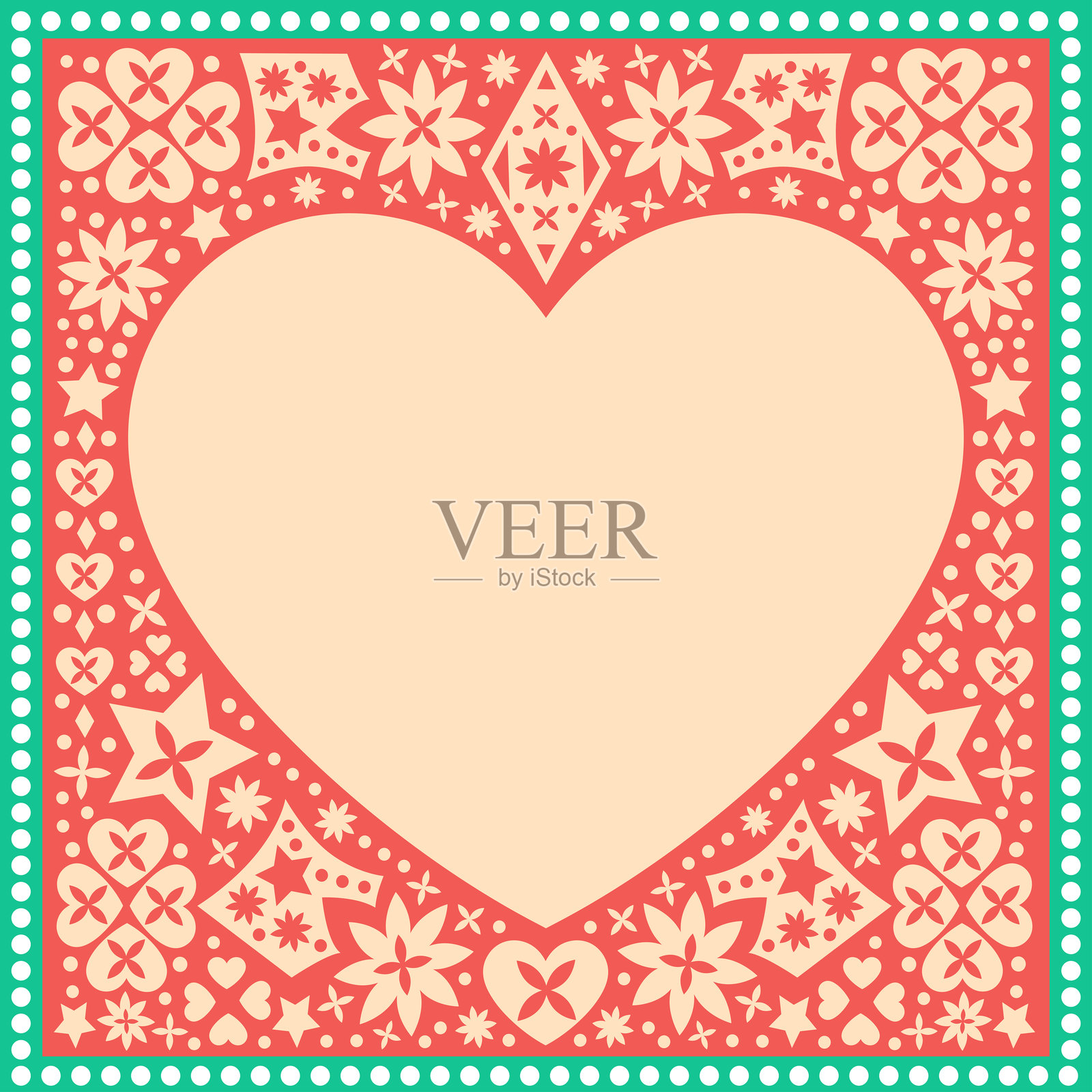 红色爱心镂空风格banner，带文字空间插画图片素材