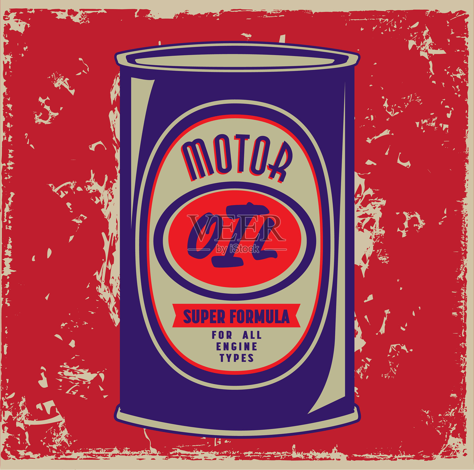 复古风格的汽油和机油罐标志及标签的矢量插图插画图片素材