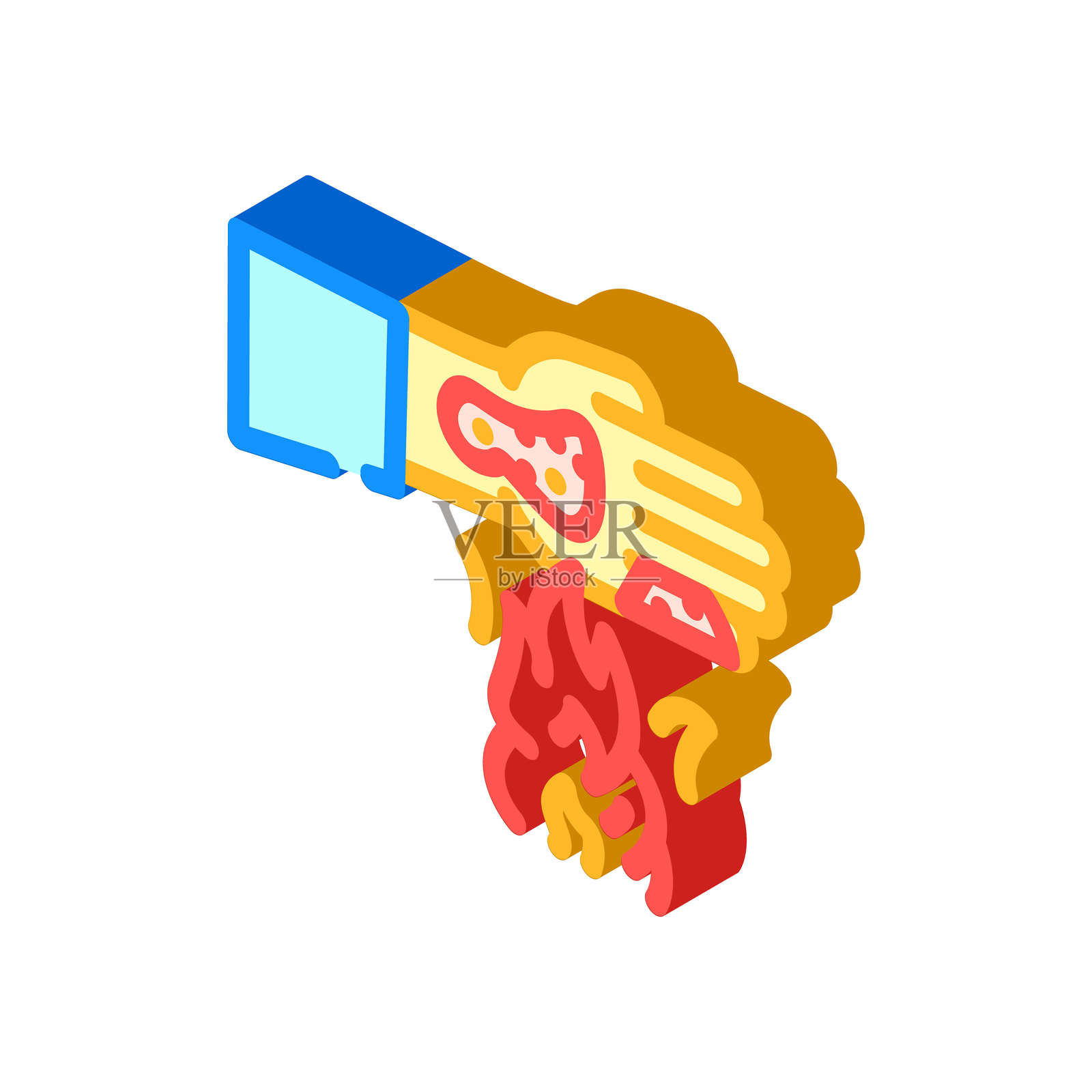 烧伤家庭伤害事故等距图标矢量插图插画图片素材