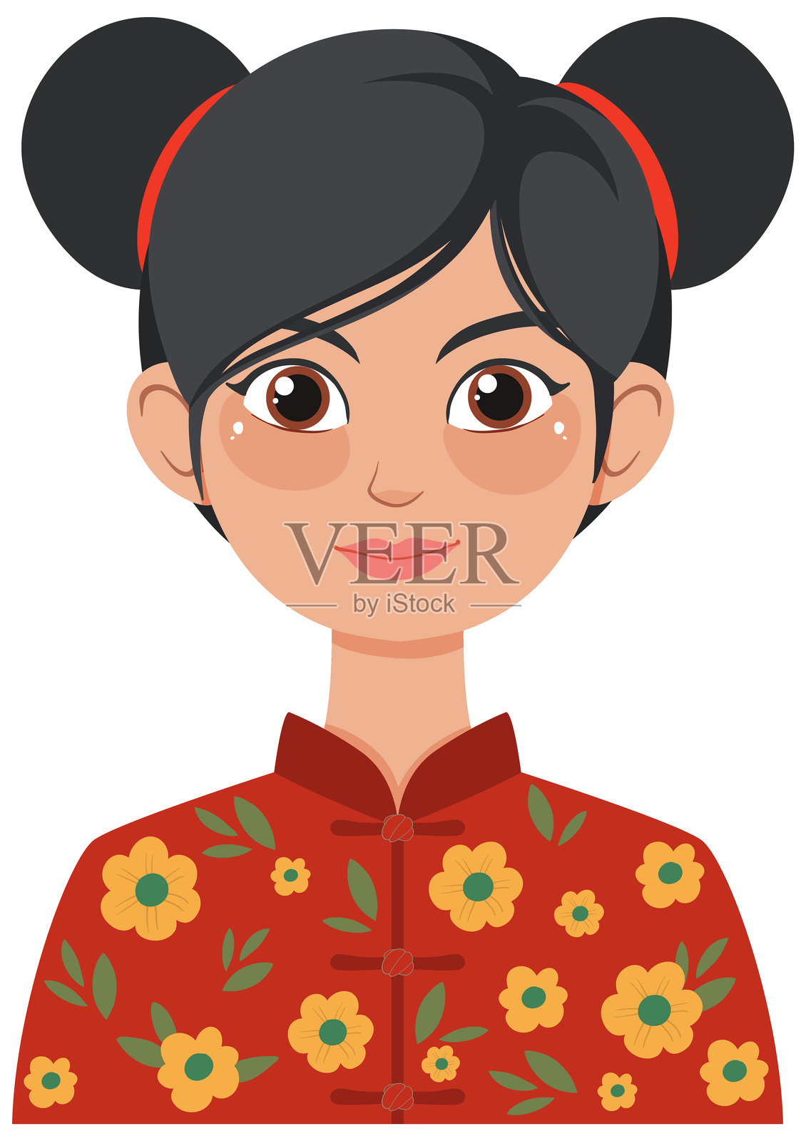 穿着花卉服装的女性插图插画图片素材