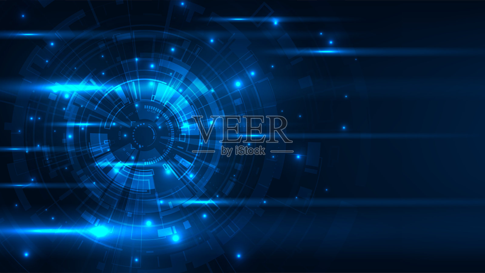 高科技电路板设计创新概念。蓝色背景上的技术抽象图。插画图片素材