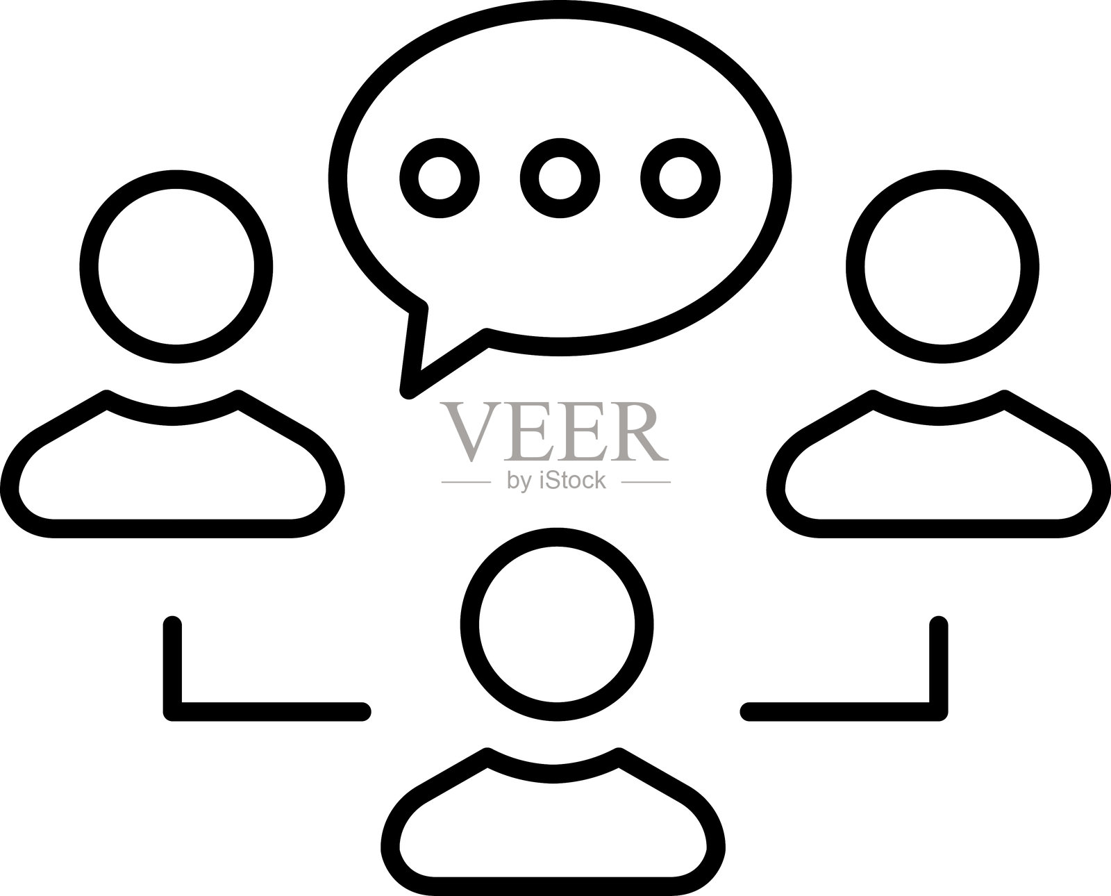 团队合作线条图标集合。远程办公标志。团队员工符号。教育简单极简细线图标。团队领导或公司标志。矢量。插画图片素材