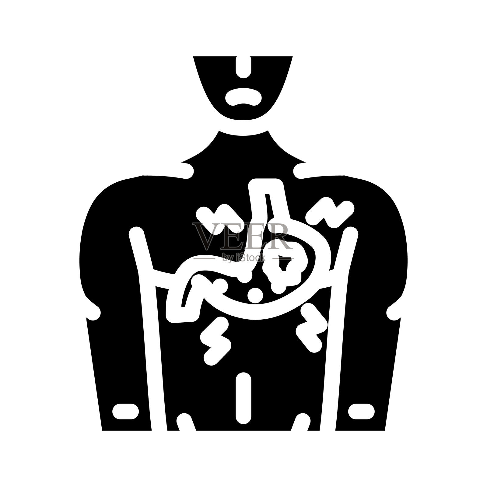 溃疡 男性 疾病 图标 矢量插图插画图片素材