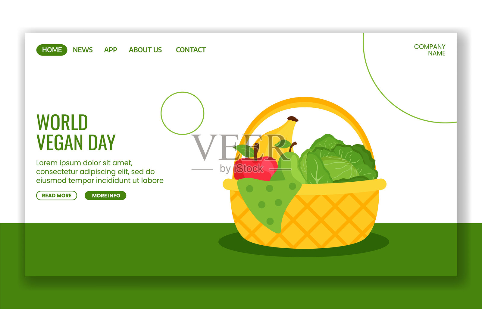 世界素食日社交媒体着陆页插图，采用扁平手绘风格插画图片素材