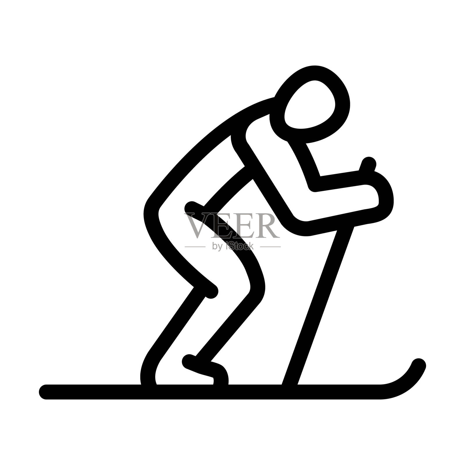 滑雪冬季运动线条图标插图插画图片素材