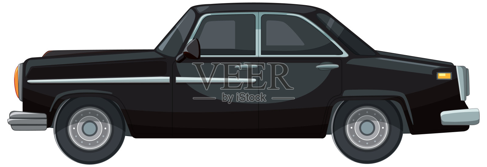 黑色复古汽车的矢量插图插画图片素材