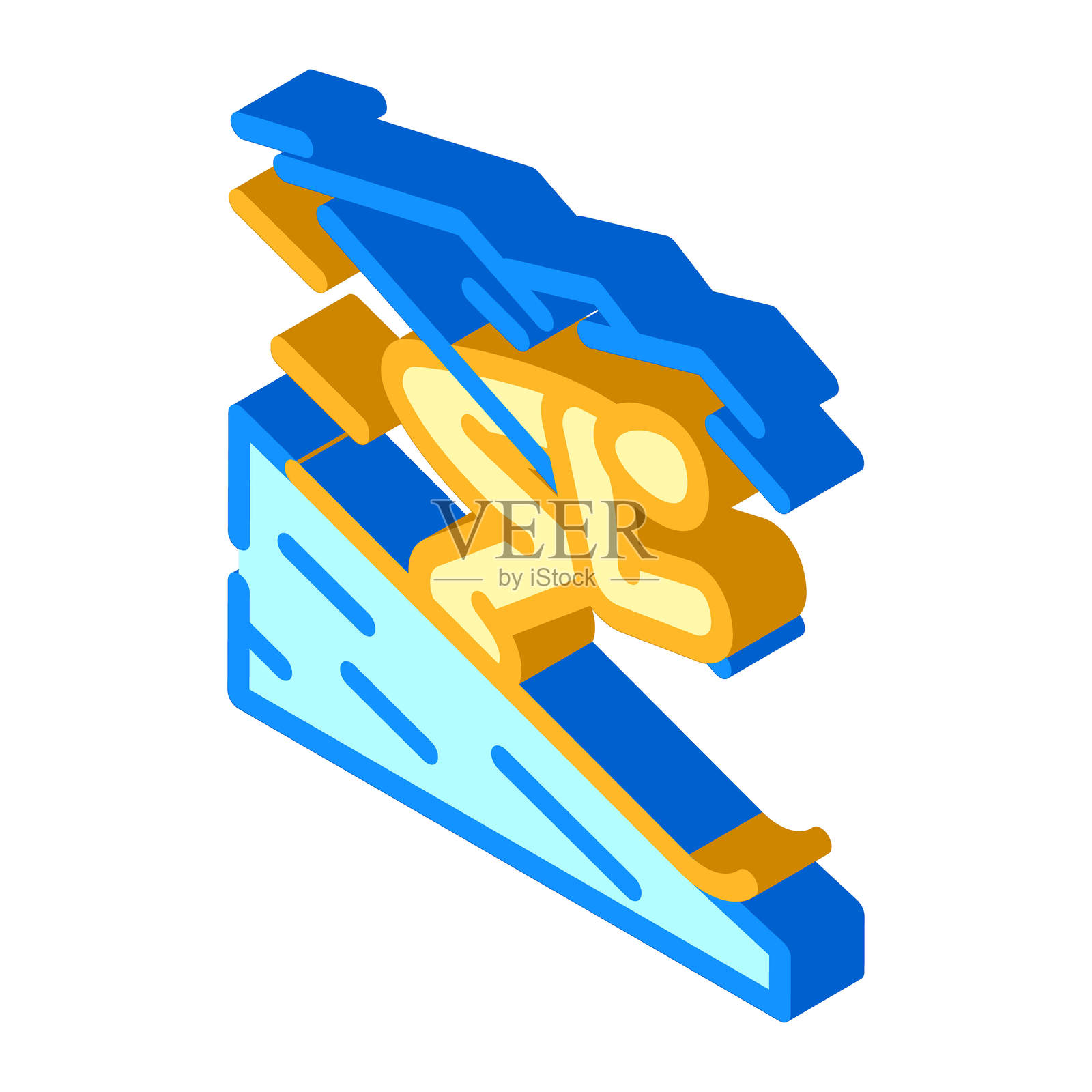 阿尔卑斯滑雪冬季运动等距图标矢量插图插画图片素材