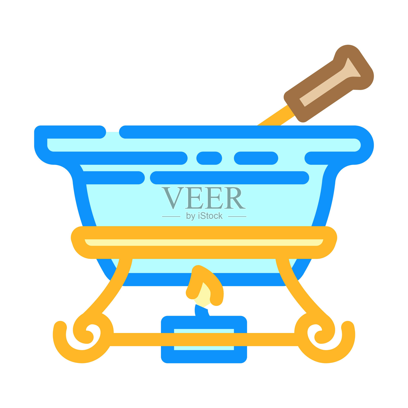 冬季火锅派对彩色图标矢量插图插画图片素材